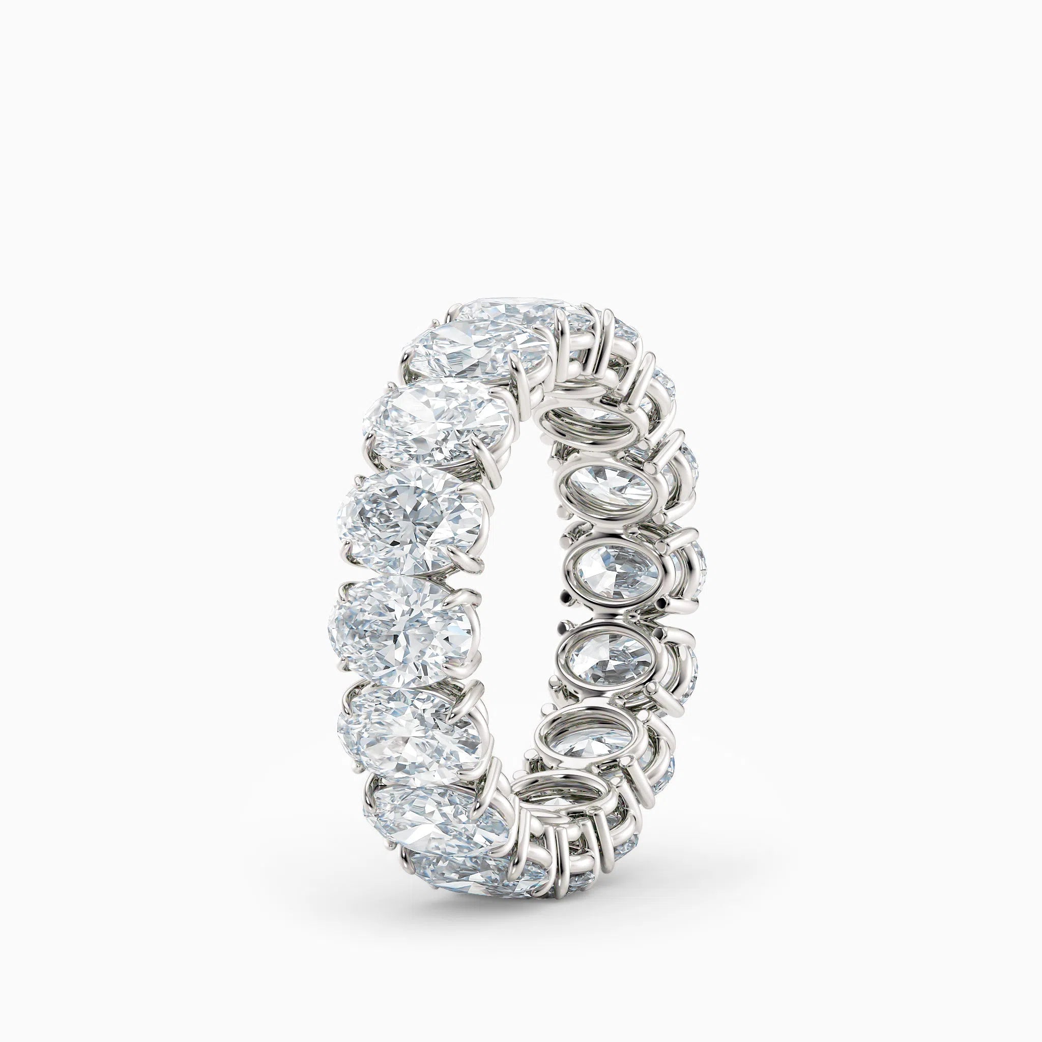 Four Prong Oval Diamond Eternity Wedding Band
