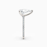 Sarah | Pear Solitaire Engagement Ring with Pave Band