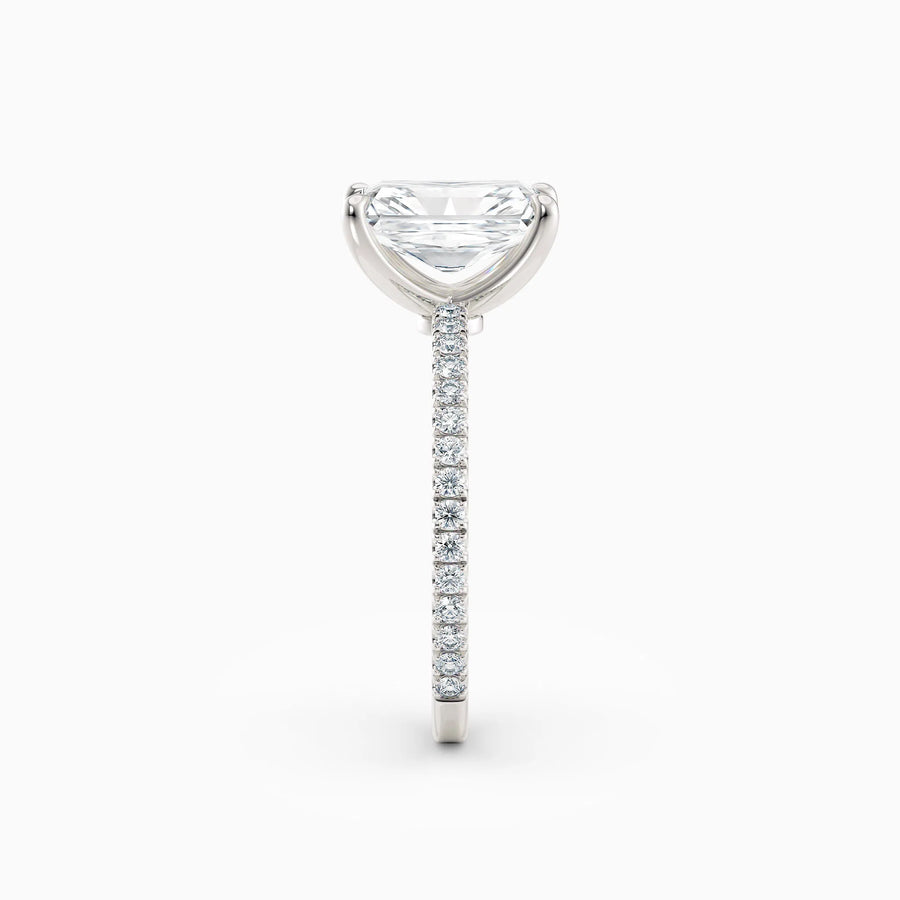 Sarah | Radiant Solitaire Engagement Ring with Pave Band