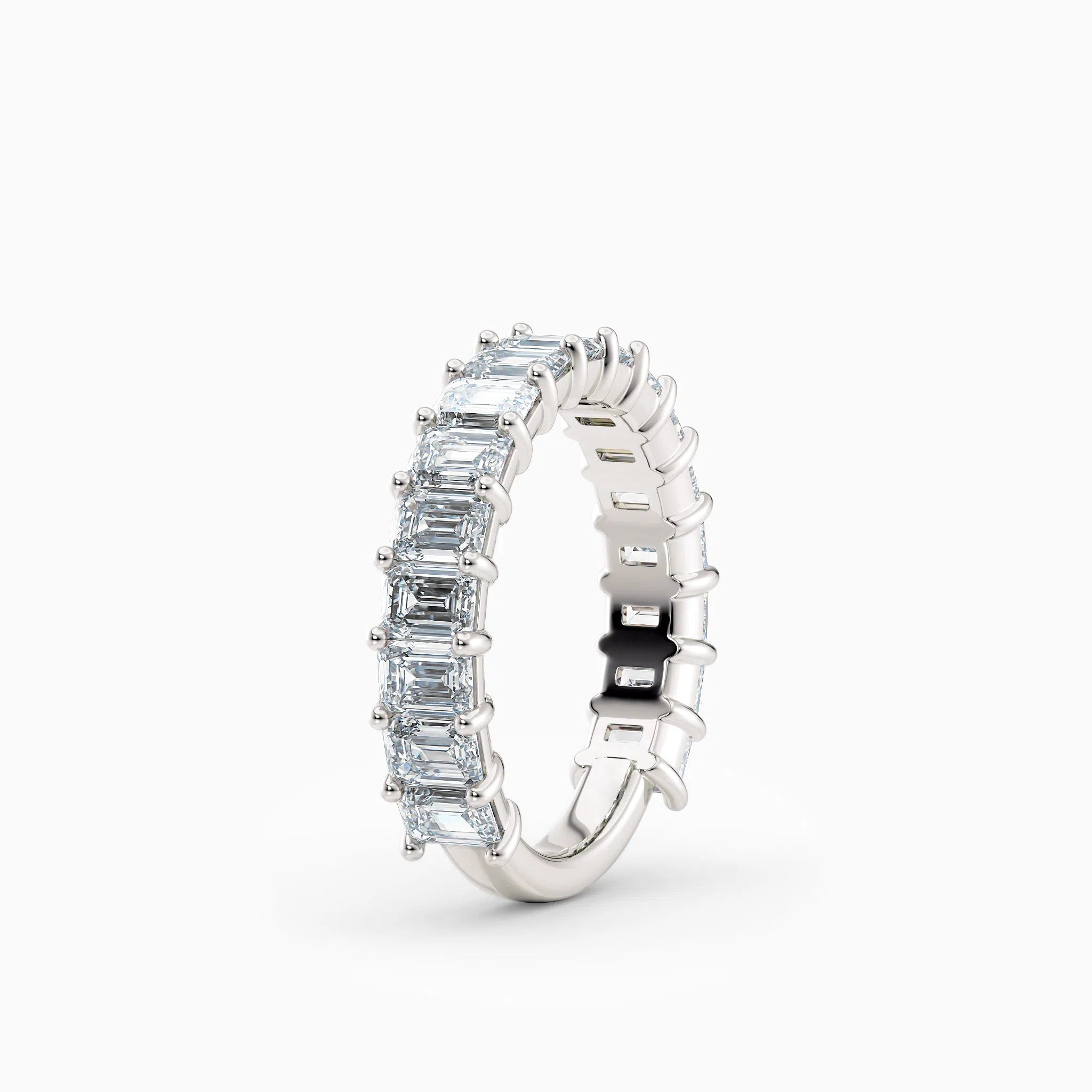 Emerald Cut Three Quarters Diamond Wedding Band