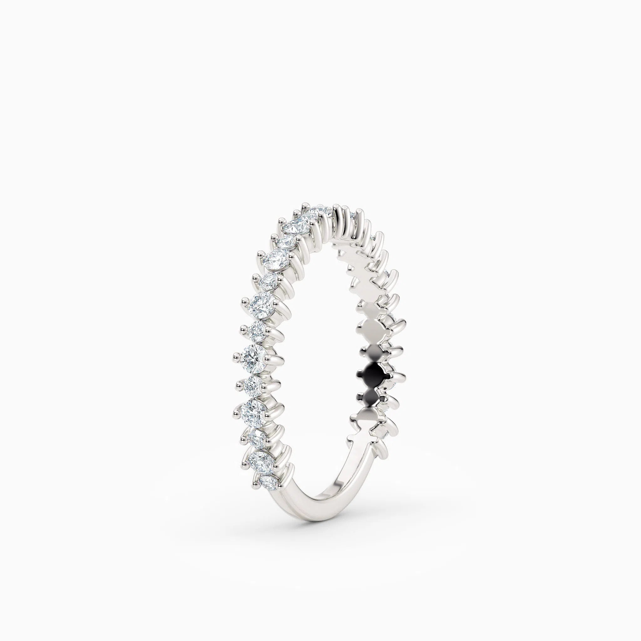 Single Prong Petite Round Diamond Wedding Band