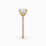 Willow | Cushion Hidden Halo Engagement Ring with Pave Band