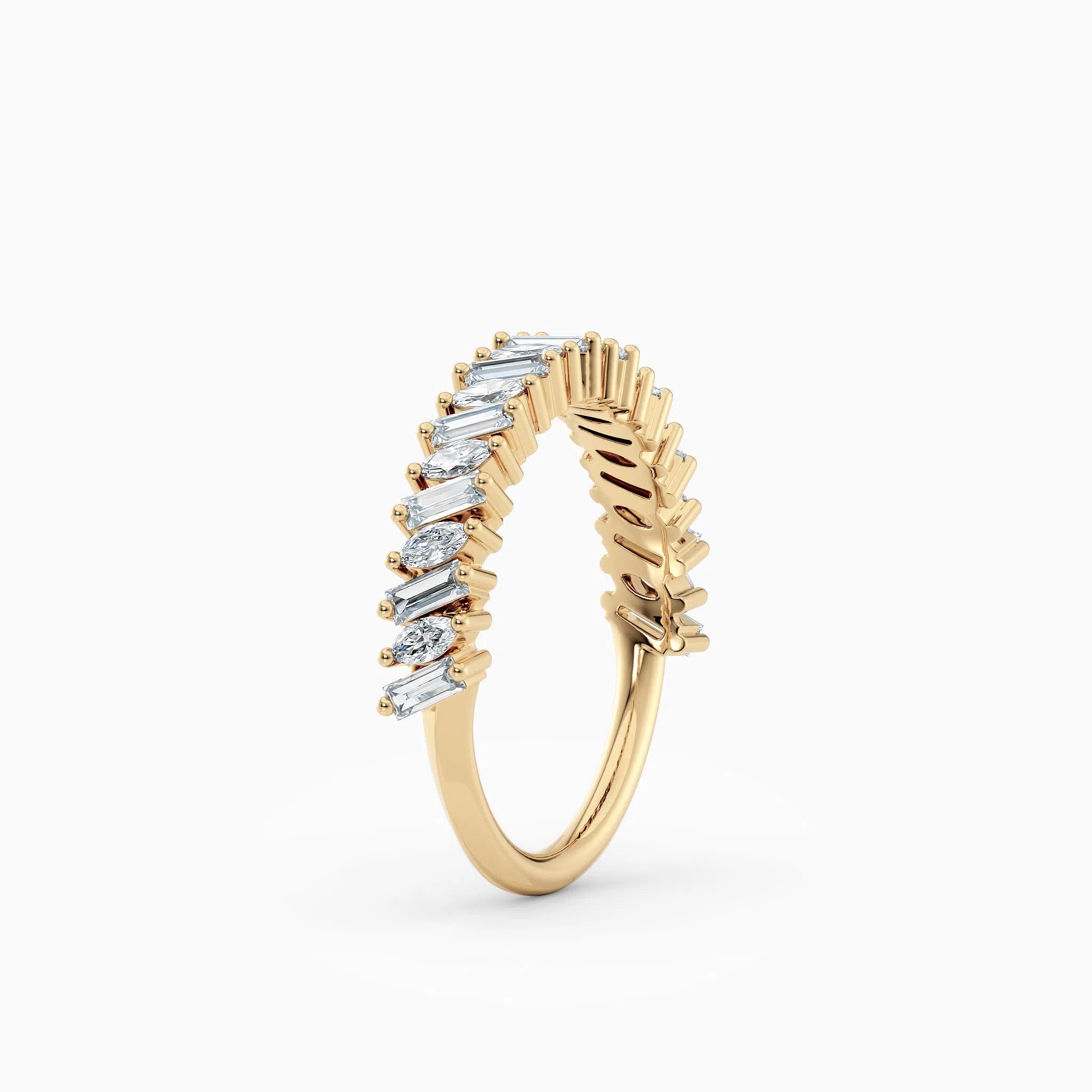 Diagonal Baguette & Oval Diamond Wedding Band