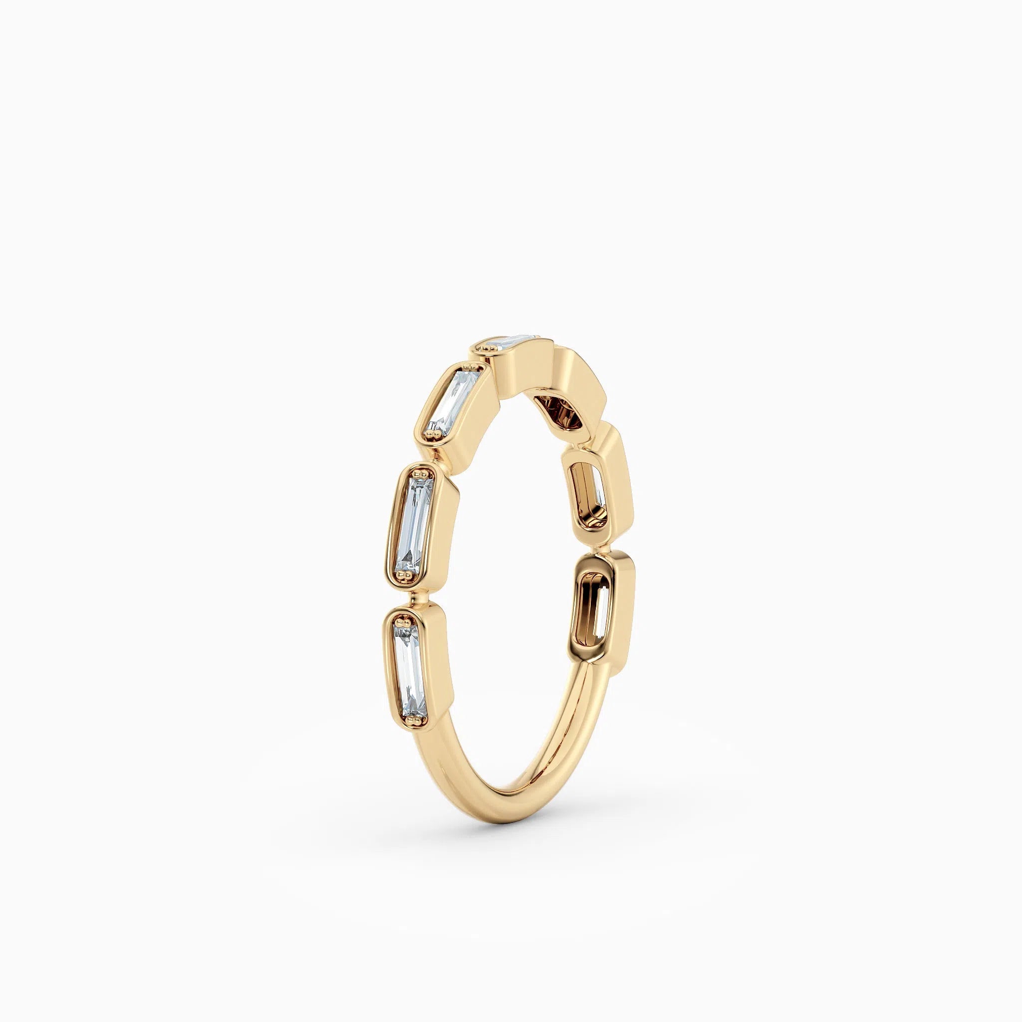 Bezel Set Baguette Diamond Wedding Band