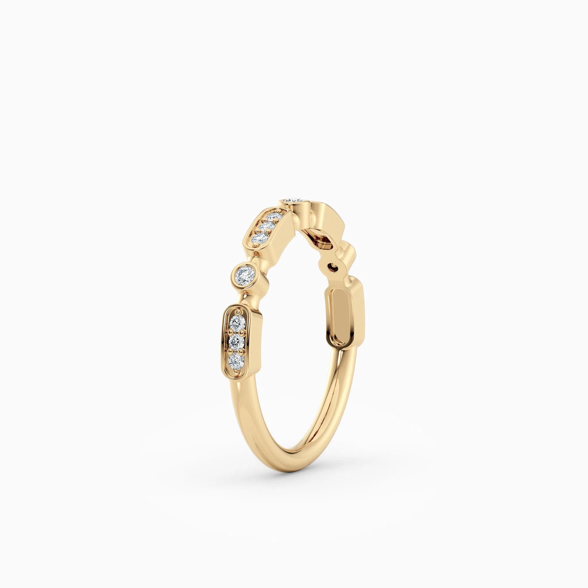 Single & Triple Bezel Set Round Diamond Wedding Band.