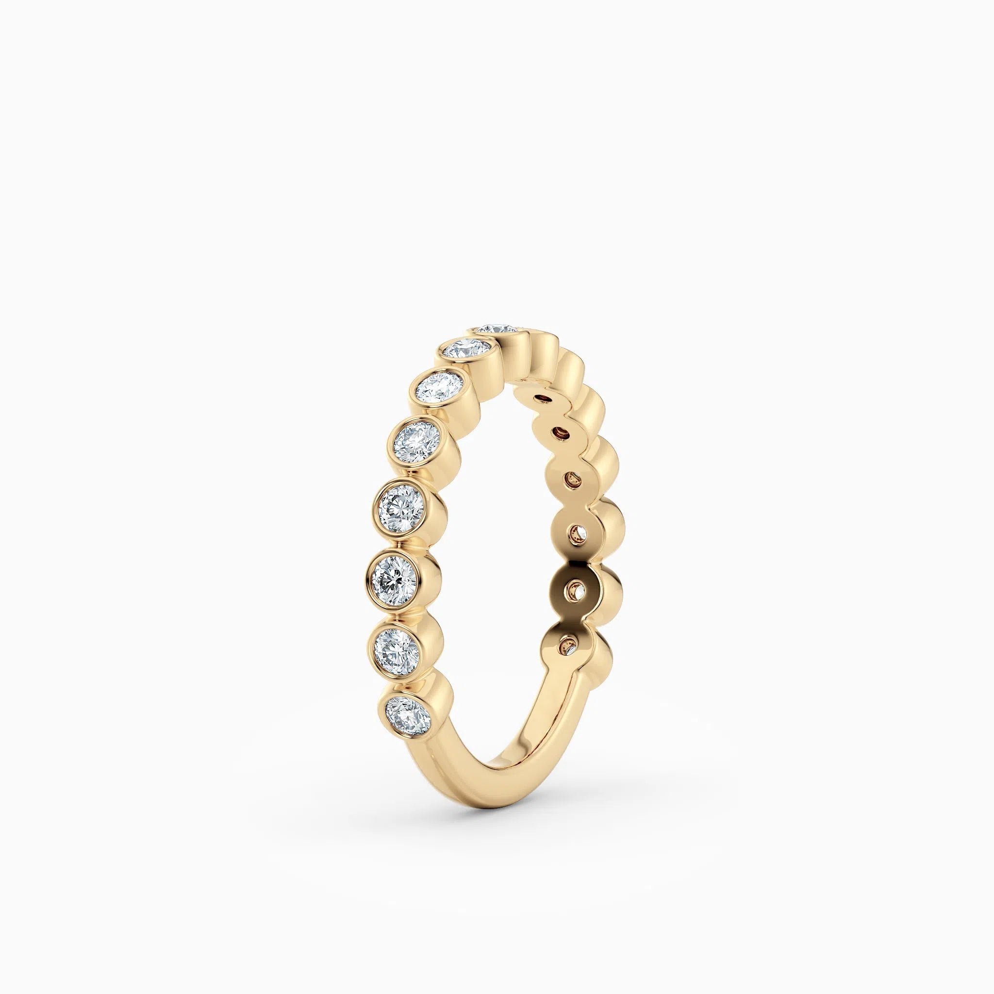 Bezel Set Three-Quarters Round Diamond Wedding Band