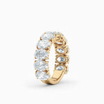 Vertical Three Quarters Oval Diamond Wedding Band