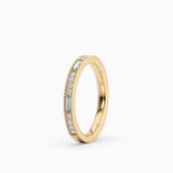 Beaded Round & Baguette Diamond Wedding Band