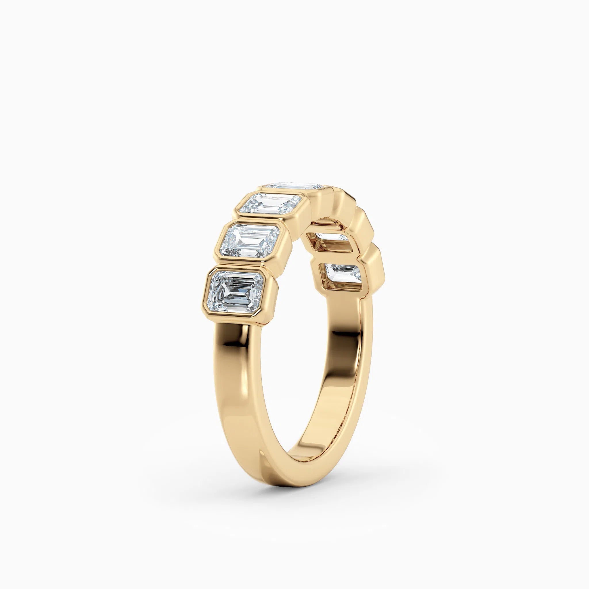 Seven Stone Bezel Set Emerald Cut Diamond Band
