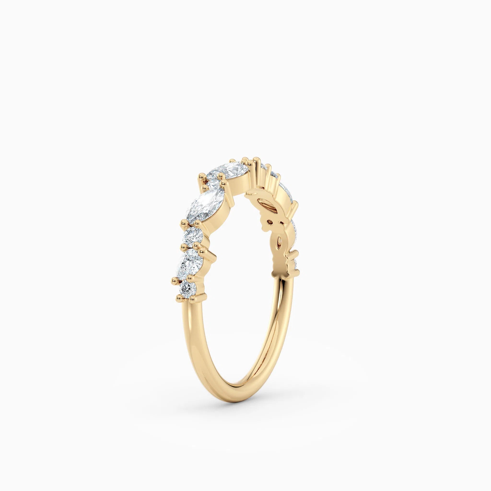 Offset Oval & Round Diamond Wedding Band