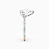 Sarah | Pear Solitaire Engagement Ring with Pave Band