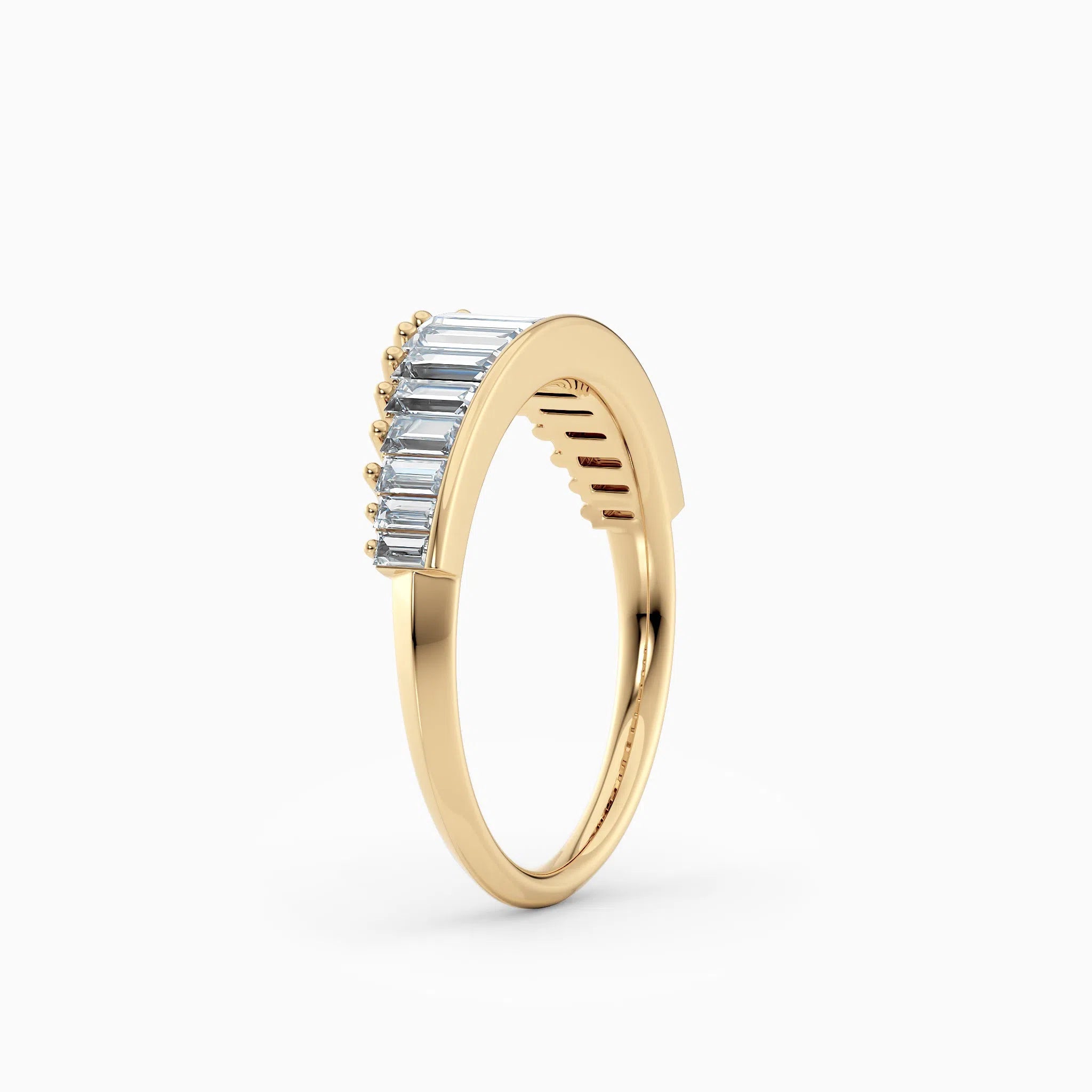 Descending Tiara Baguette Wedding Band