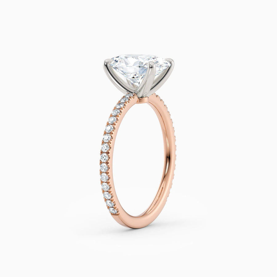 Sarah | Oval Solitaire Engagement Ring with Pave Band