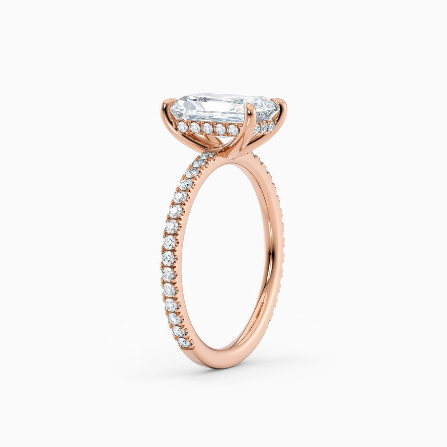 Willow | Radiant Hidden Halo Engagement Ring with Pave Band