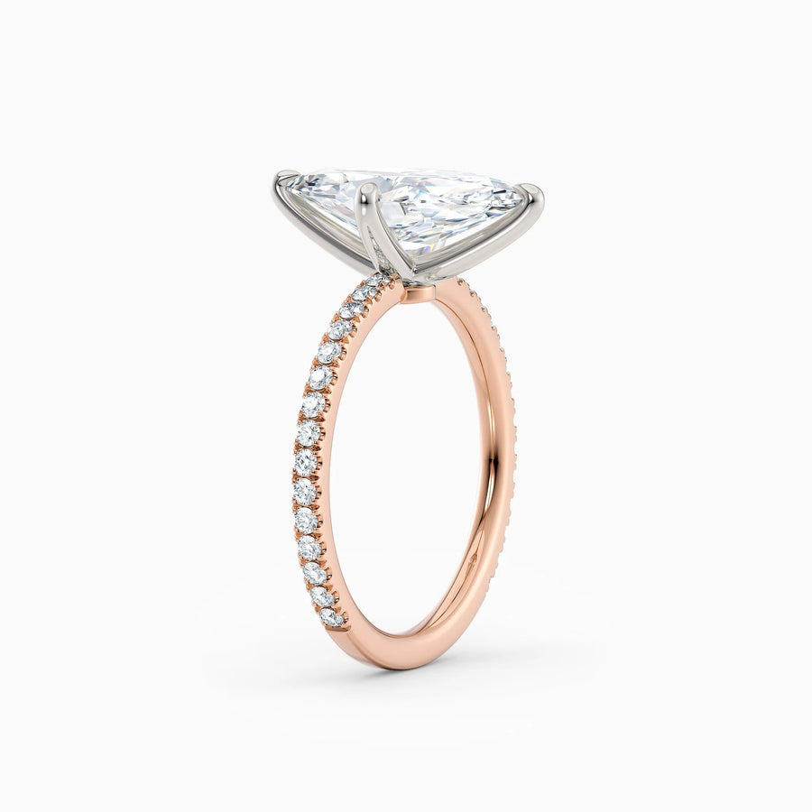 Sarah | Marquise Solitaire Engagement Ring with Pave Band