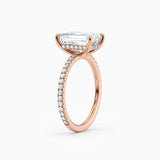 Willow | Emerald Hidden Halo Engagement Ring with Pave Band