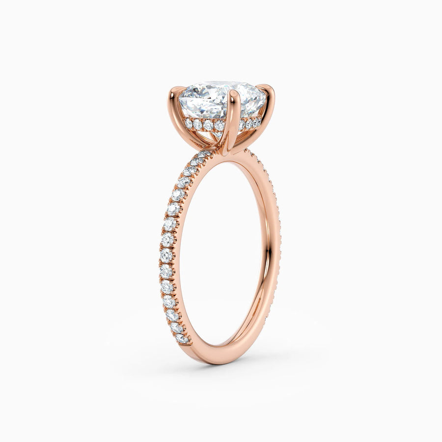 Willow | Cushion Hidden Halo Engagement Ring with Pave Band