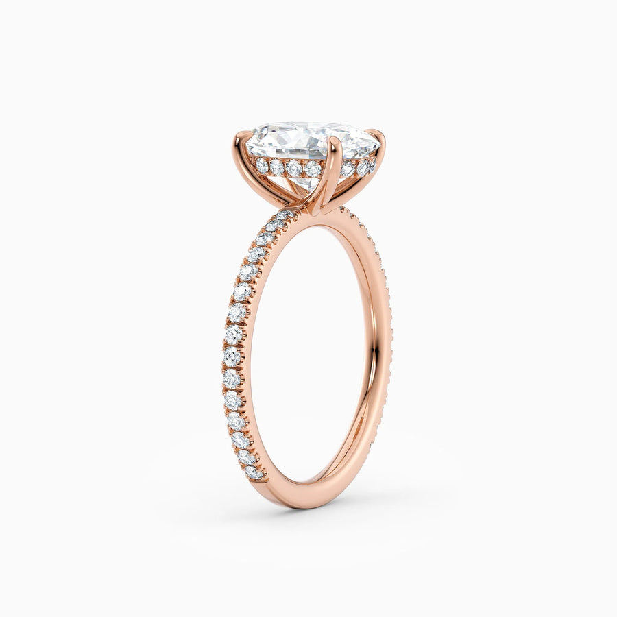 Willow | Oval Cut Hidden Halo Engagement Ring with Pave Band