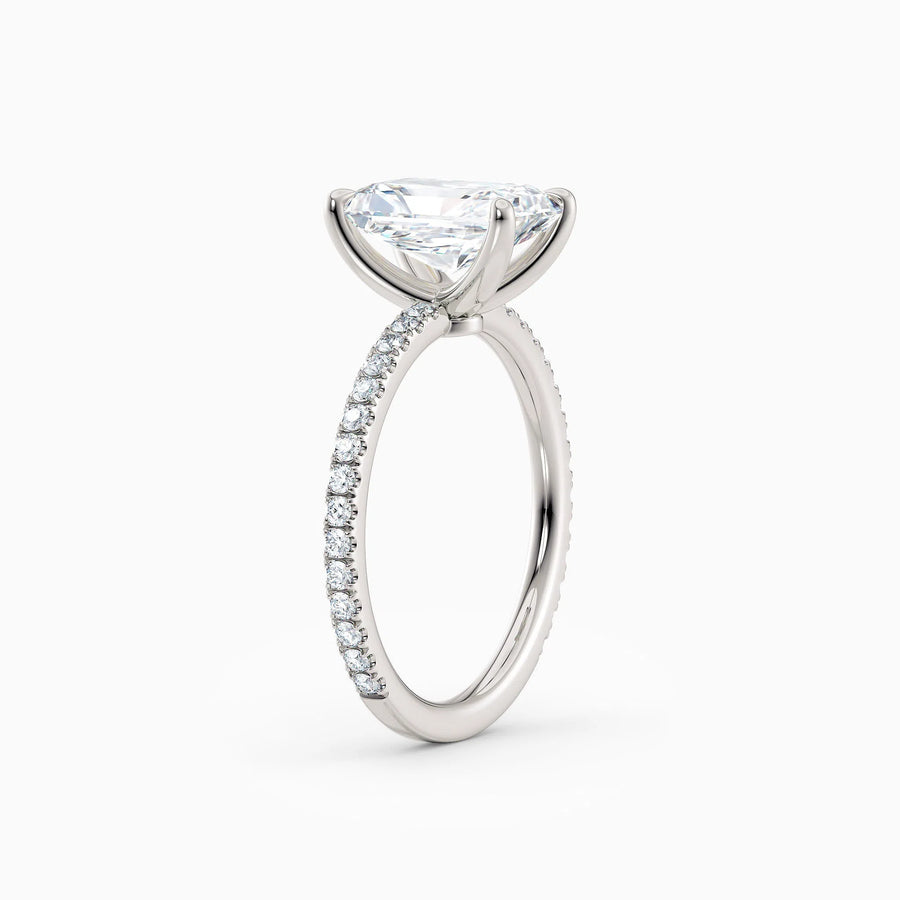 Sarah | Radiant Solitaire Engagement Ring with Pave Band