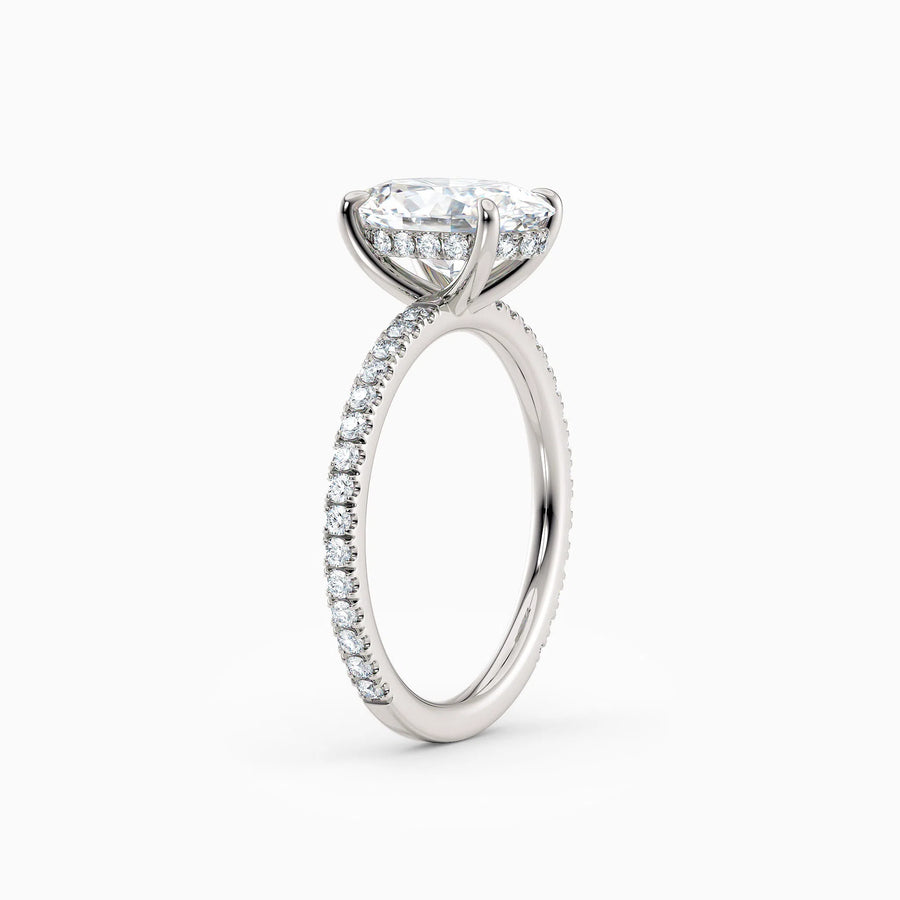 Willow | Oval Cut Hidden Halo Engagement Ring with Pave Band