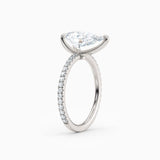 Sarah | Pear Solitaire Engagement Ring with Pave Band