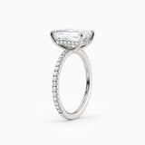 Willow | Emerald Hidden Halo Engagement Ring with Pave Band