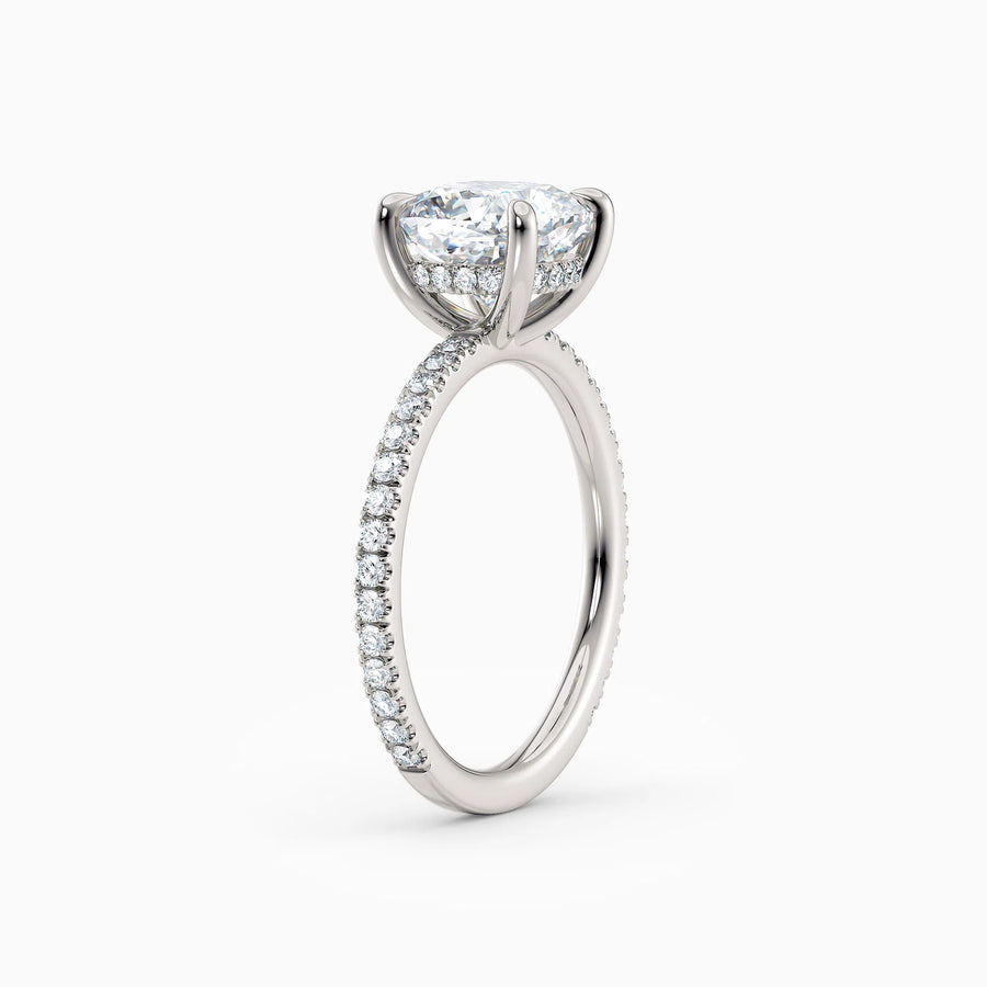 Willow | Cushion Hidden Halo Engagement Ring with Pave Band