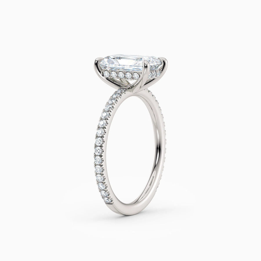 Willow | Radiant Hidden Halo Engagement Ring with Pave Band