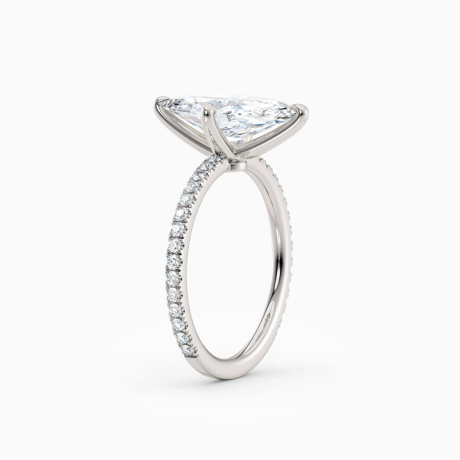 Sarah | Marquise Solitaire Engagement Ring with Pave Band