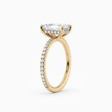 Willow | Radiant Hidden Halo Engagement Ring with Pave Band