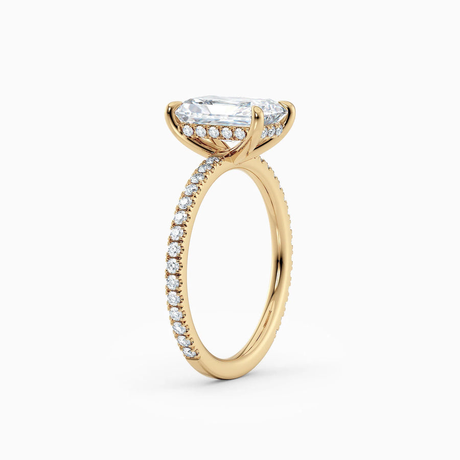 Willow | Radiant Hidden Halo Engagement Ring with Pave Band