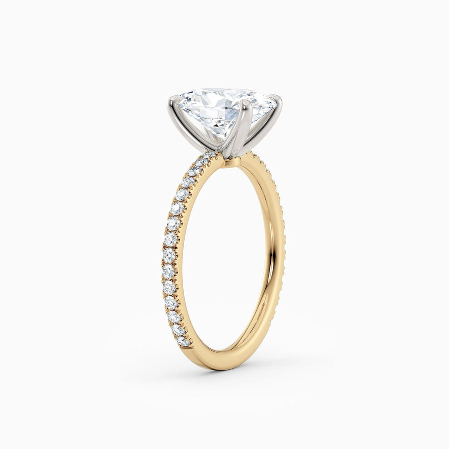 Sarah | Oval Solitaire Engagement Ring with Pave Band