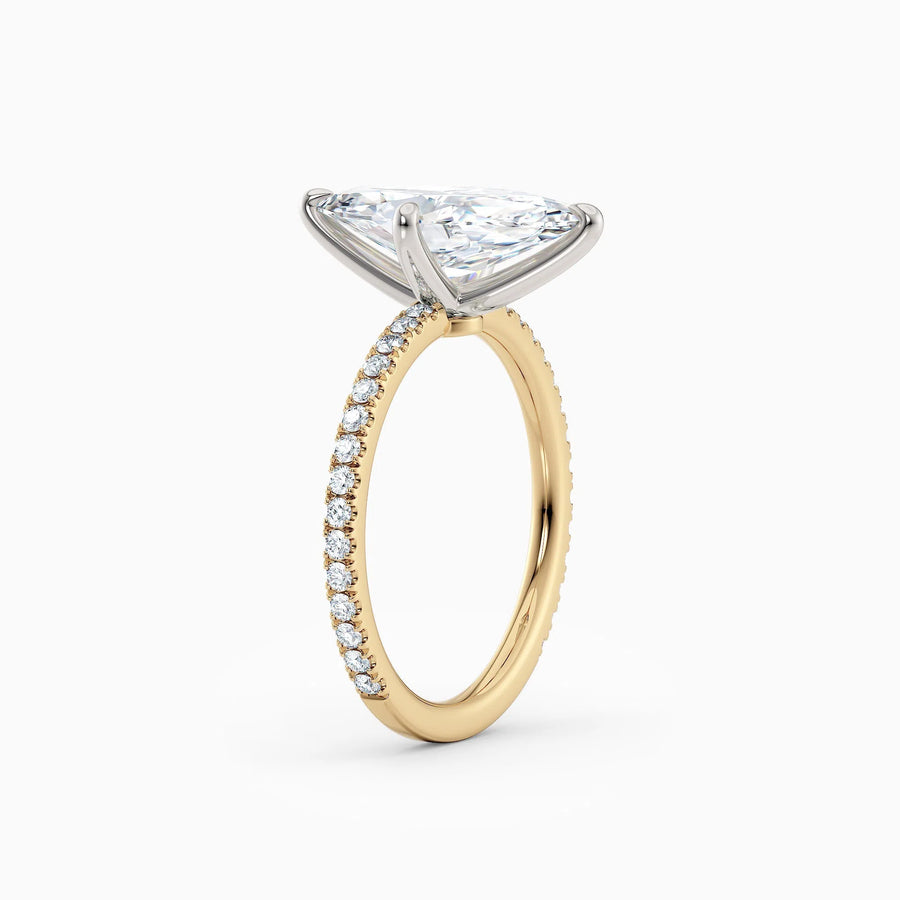 Sarah | Marquise Solitaire Engagement Ring with Pave Band