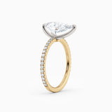 Sarah | Pear Solitaire Engagement Ring with Pave Band