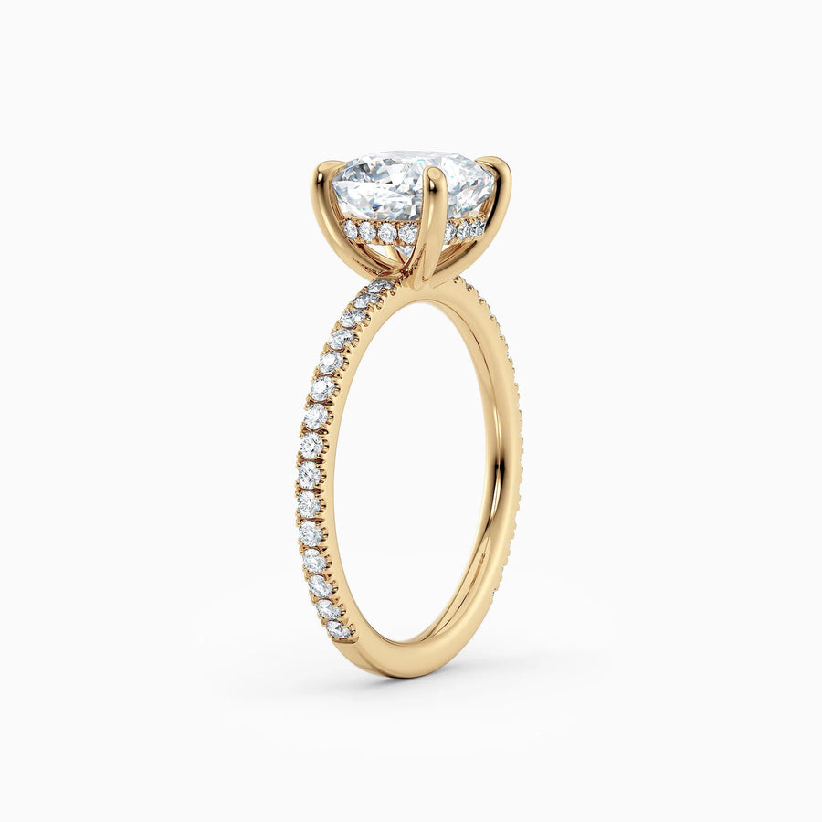 Willow | Cushion Hidden Halo Engagement Ring with Pave Band