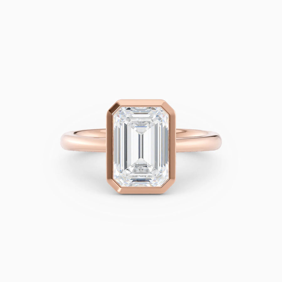 Winnie | Cathedral Emerald Bezel Engagement Ring