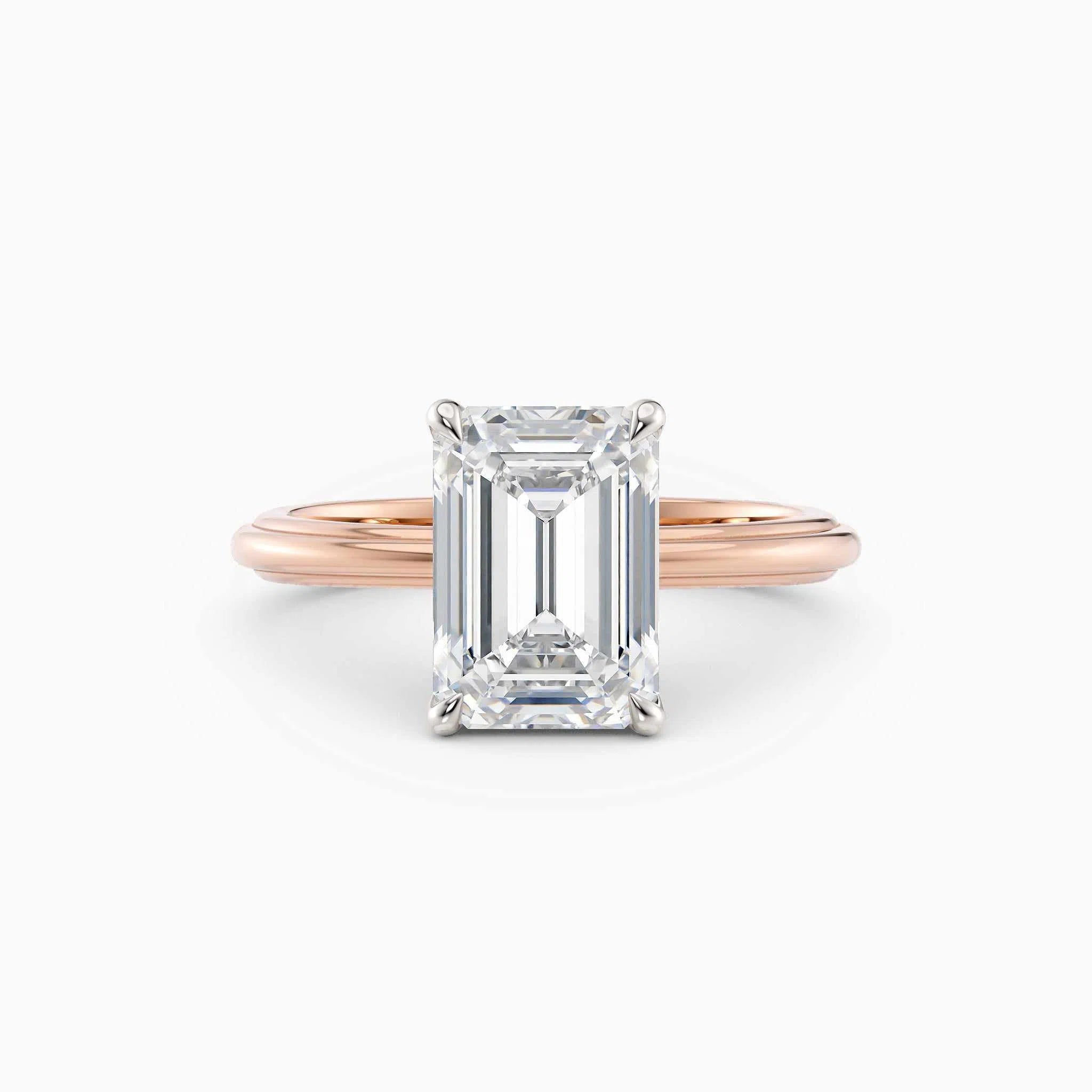 Abby | Emerald Solitaire Tapered Band Engagement Ring