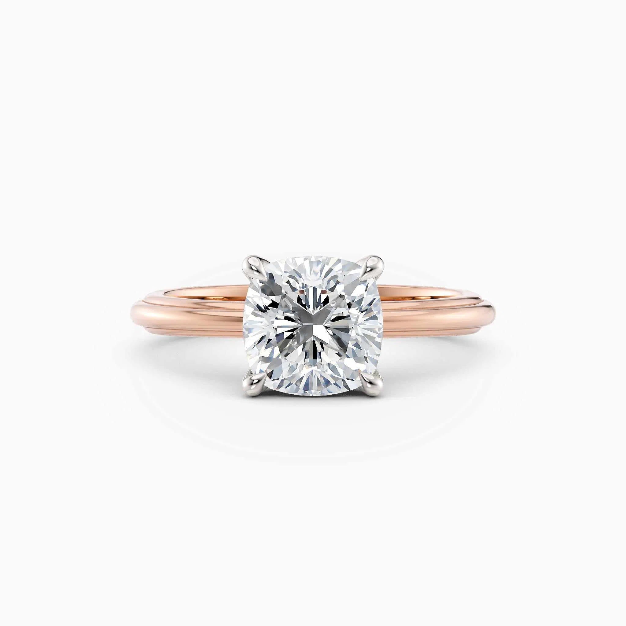 Abby | Cushion Solitaire Tapered Band Engagement Ring