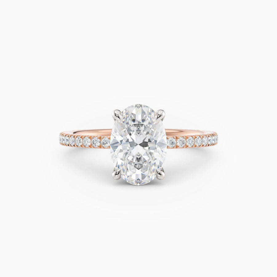 Sarah | Oval Solitaire Engagement Ring with Pave Band