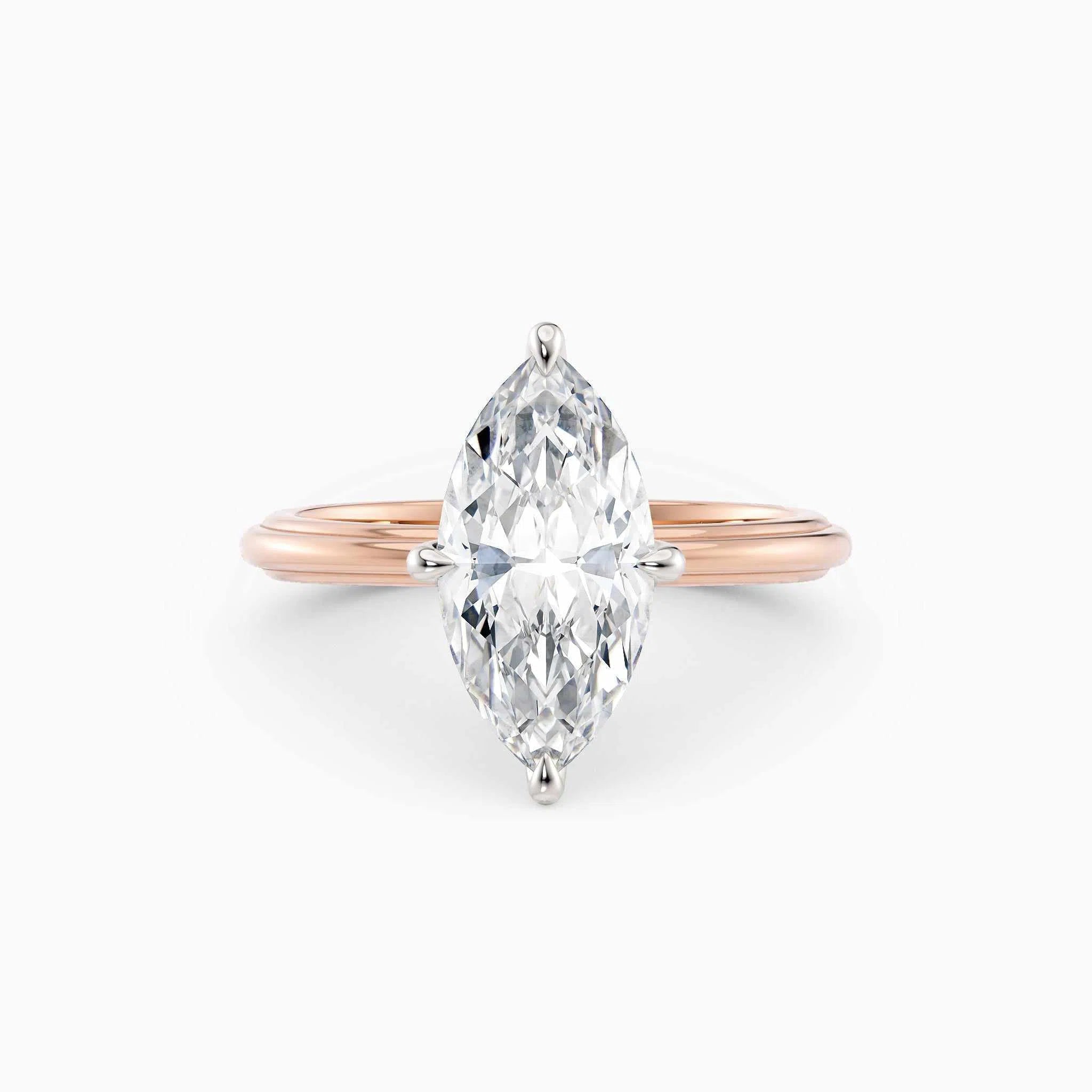 Abby | Marquise Solitaire Tapered Band Engagement Ring