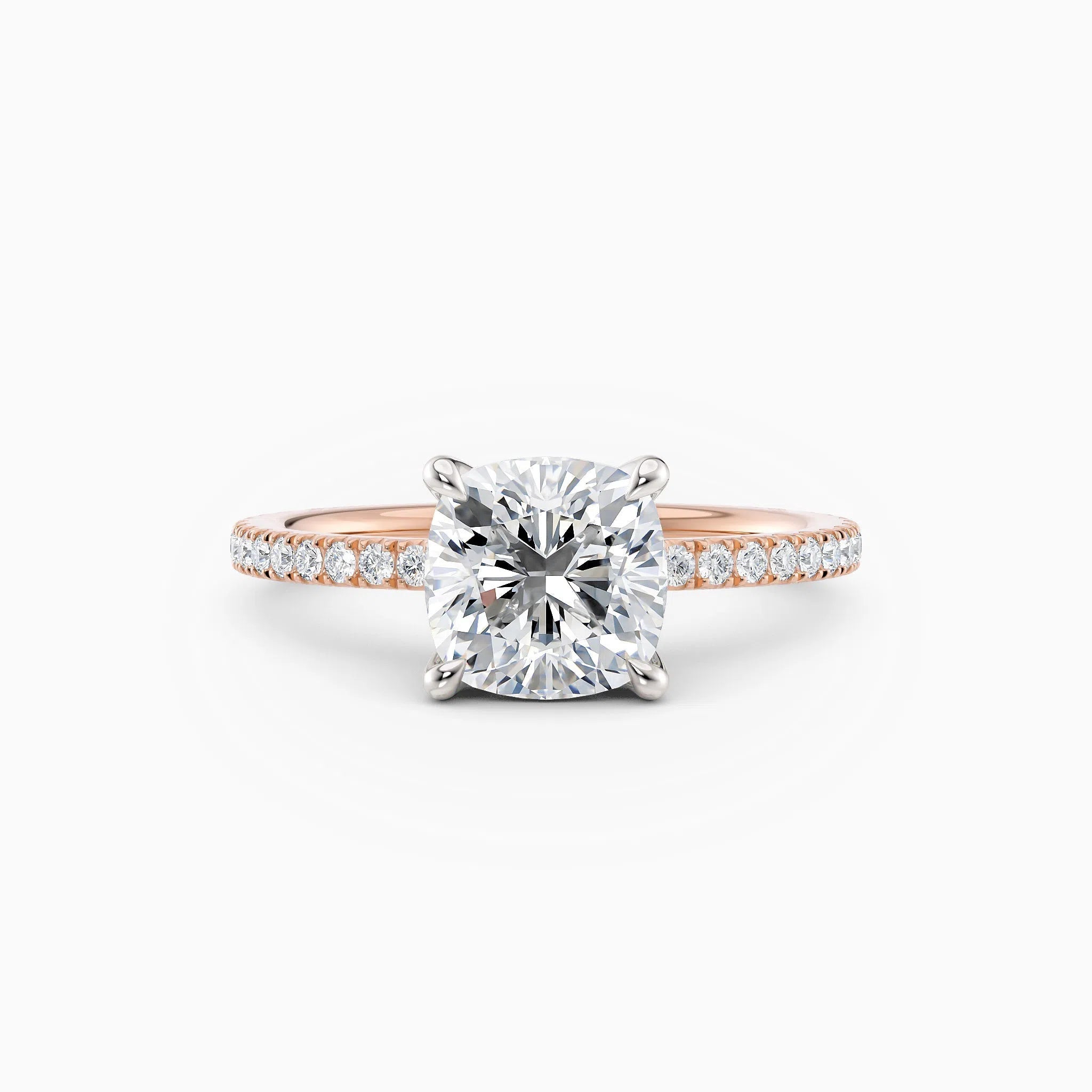 Sarah | Cushion Solitaire Engagement Ring with Pave Band