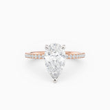 Sarah | Pear Solitaire Engagement Ring with Pave Band