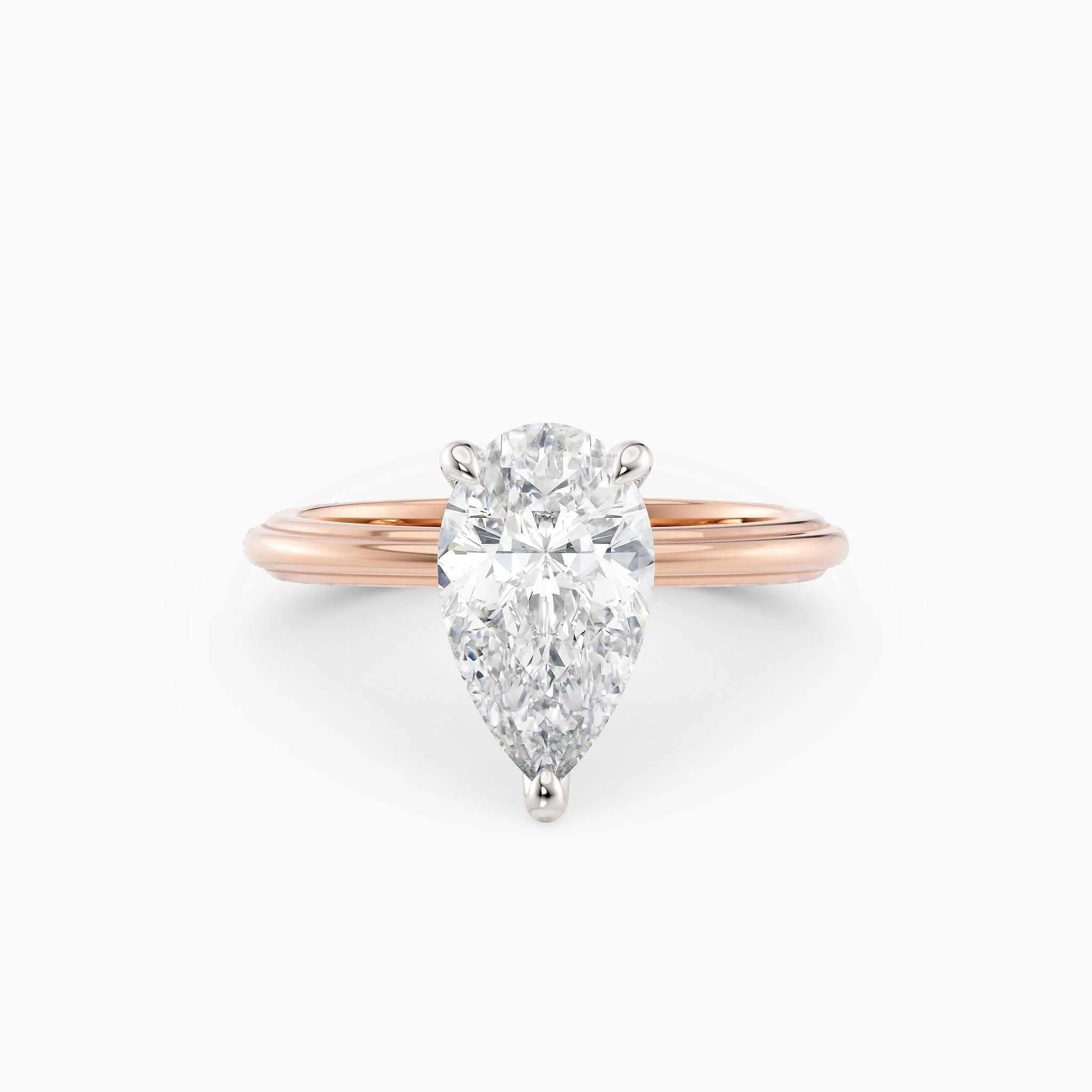 Abby | Pear Solitaire Tapered Band Engagement Ring