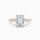 Sarah | Emerald Solitaire Engagement Ring with Pave Band