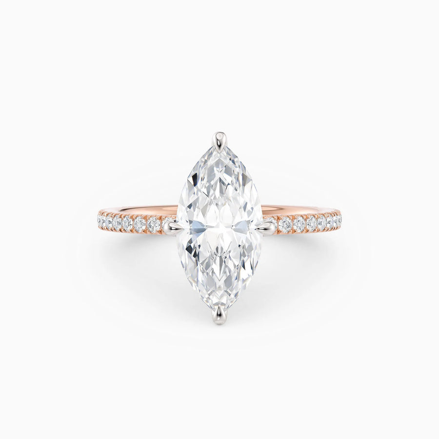 Sarah | Marquise Solitaire Engagement Ring with Pave Band