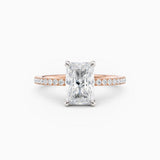 Sarah | Radiant Solitaire Engagement Ring with Pave Band