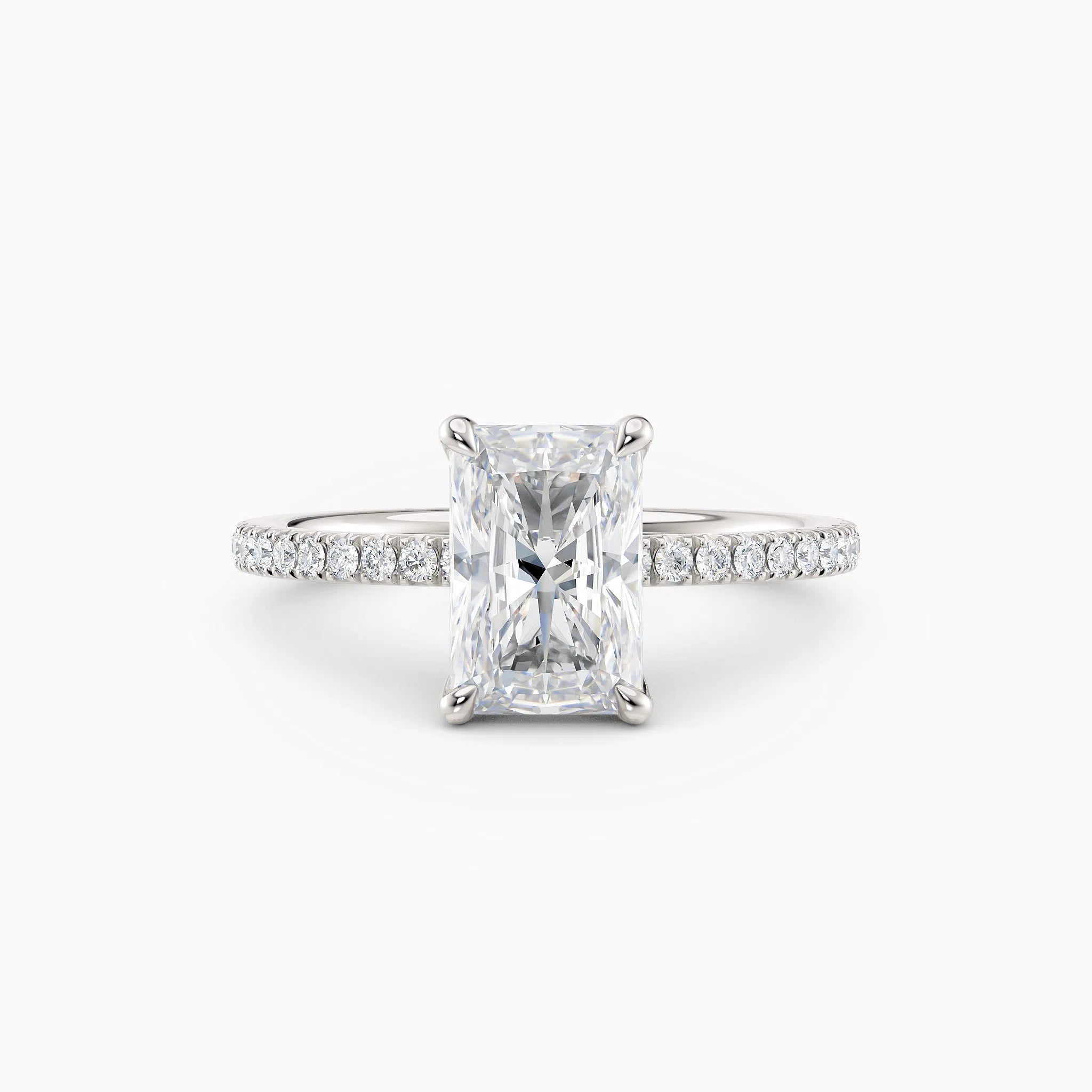 Sarah | Radiant Solitaire Engagement Ring with Pave Band