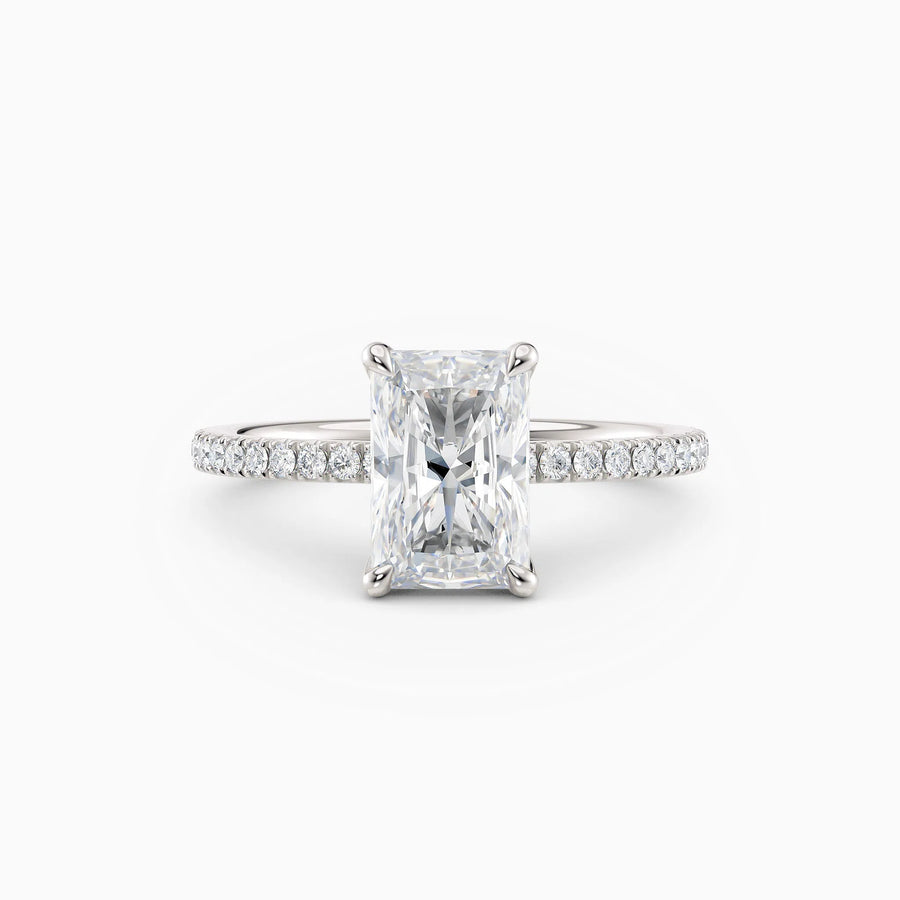 Sarah | Radiant Solitaire Engagement Ring with Pave Band