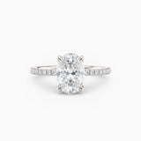 Sarah | Oval Solitaire Engagement Ring with Pave Band