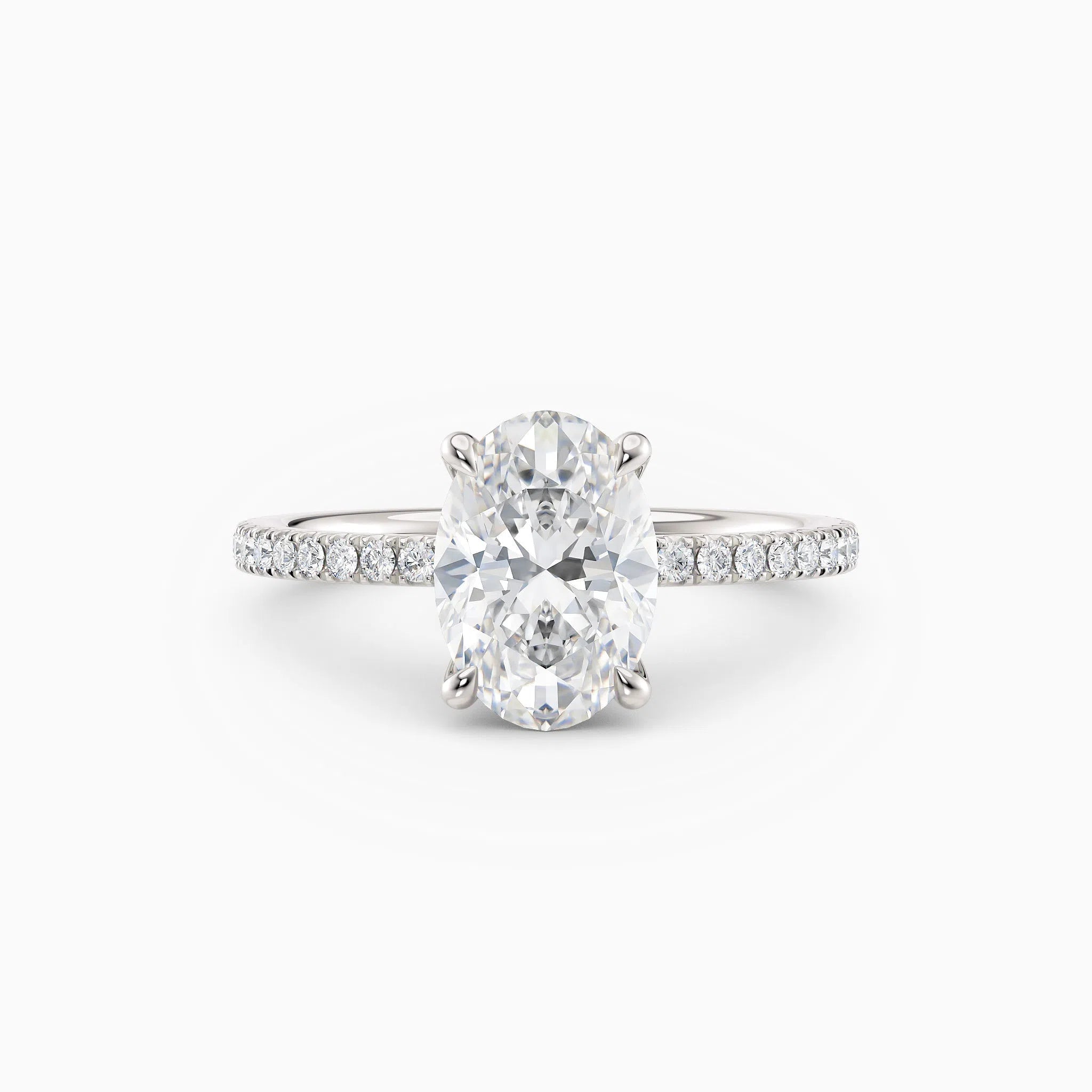 Sarah | Oval Solitaire Engagement Ring with Pave Band